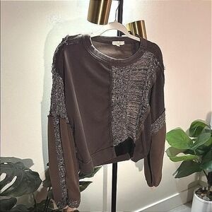 Easel patchwork black gray one of a kind streetwear wearable art Sweatshirt Med